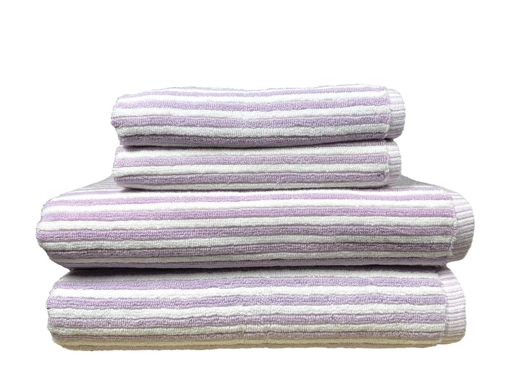 Ribbed Terry Stripe 4 Piece Towel Set (Lilac)