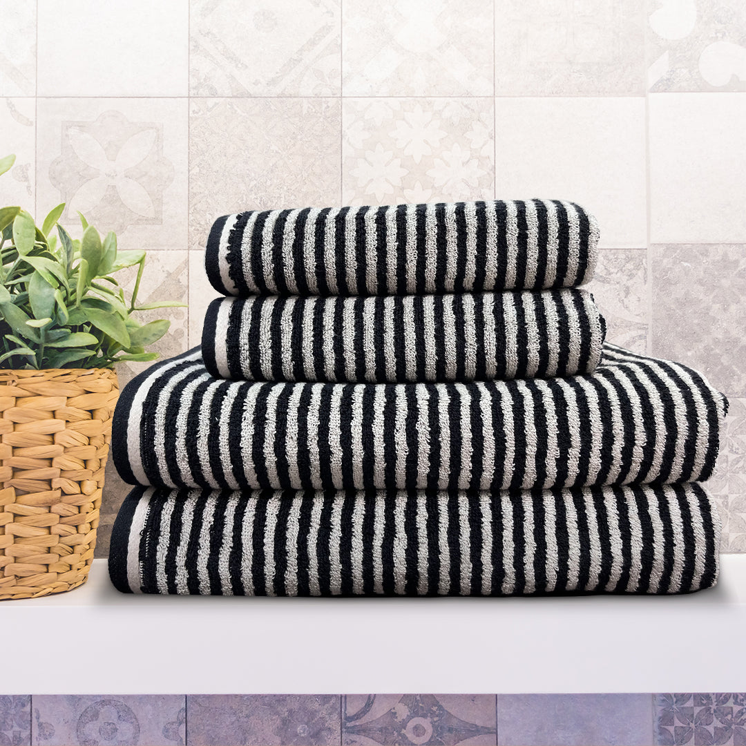HS Stripe 4 Piece Towel Set Senses by Riba