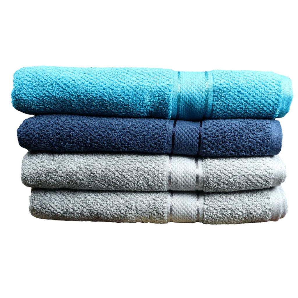 550 GSM 4 Piece Bath Towel Set (2 pcs Silver Grey,Navy,Turquoise)