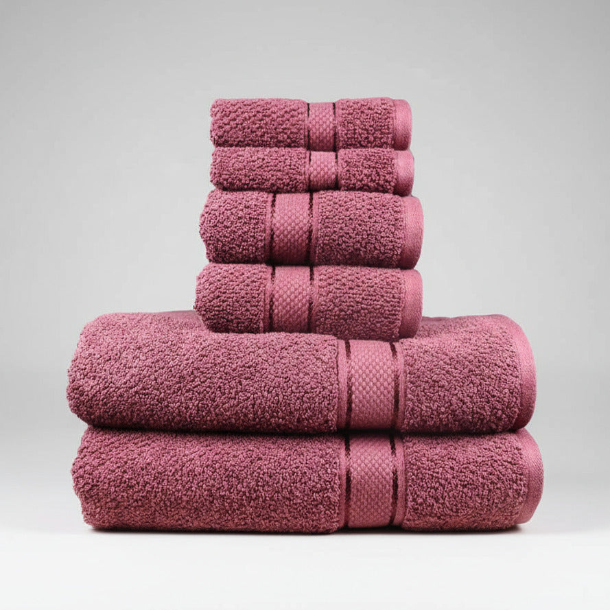 550 GSM 6 Piece Towels Set Burgundy Senses by Riba