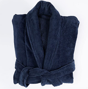 Plush Terry Cotton Unisex Bath Robe (Blue)