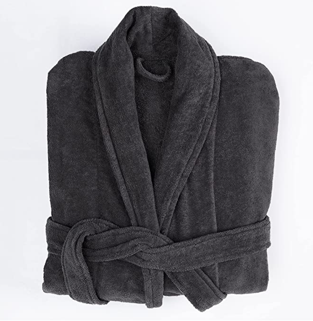 Plush Terry Cotton Unisex Bath Robe (Grey)