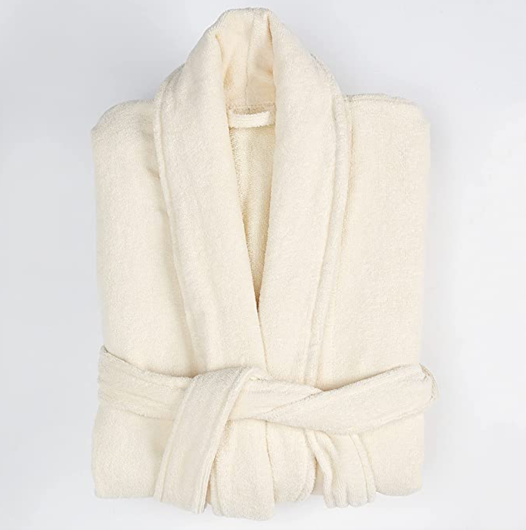 Plush Terry Cotton Unisex Bath Robe (Ivory)
