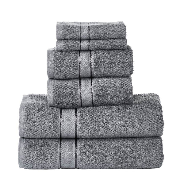 Senses Textured Rice Weave 6 Piece Towel Set -Charcoal
