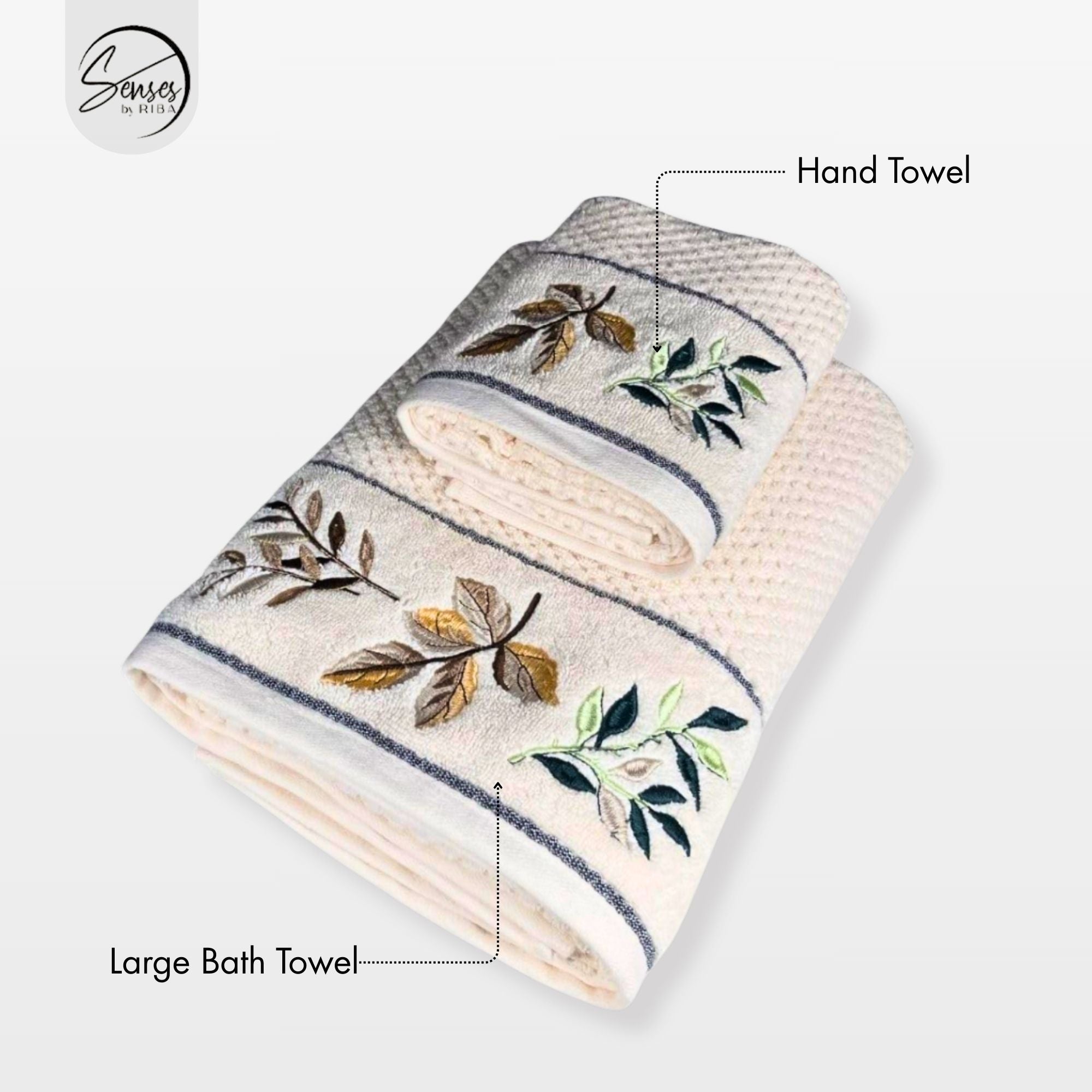 2-Piece Embroidered Cotton Towel Set | 550 GSM Bath & Hand Towel Combo