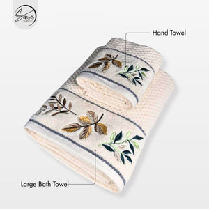 2-Piece Embroidered Cotton Towel Set | 550 GSM Bath & Hand Towel Combo