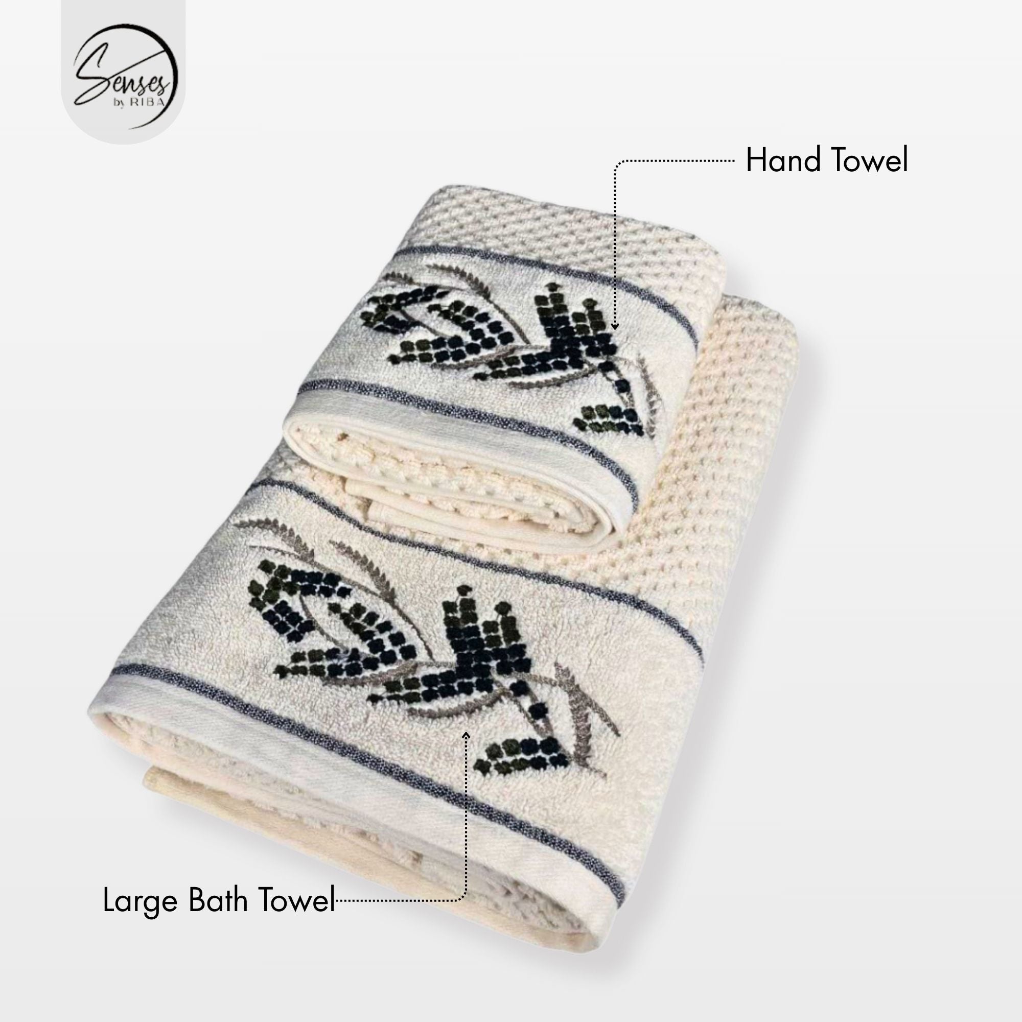 2-Piece Embroidered Cotton Towel Set | 550 GSM Bath & Hand Towel Combo