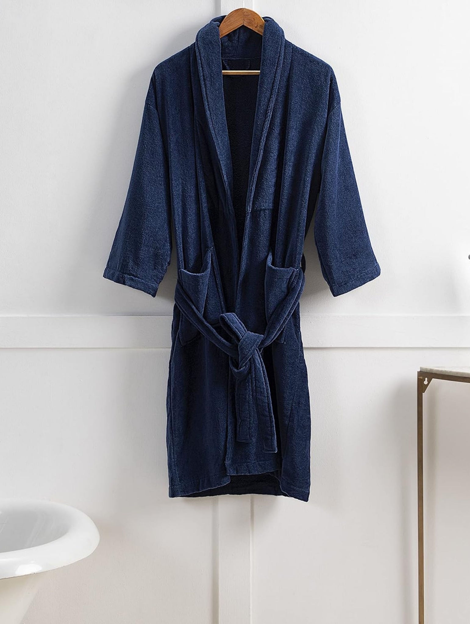 Plush Soft Unisex Terry Cotton Bathrobe (Blue)