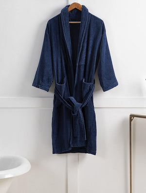 Plush Soft Unisex Terry Cotton Bathrobe (Blue)
