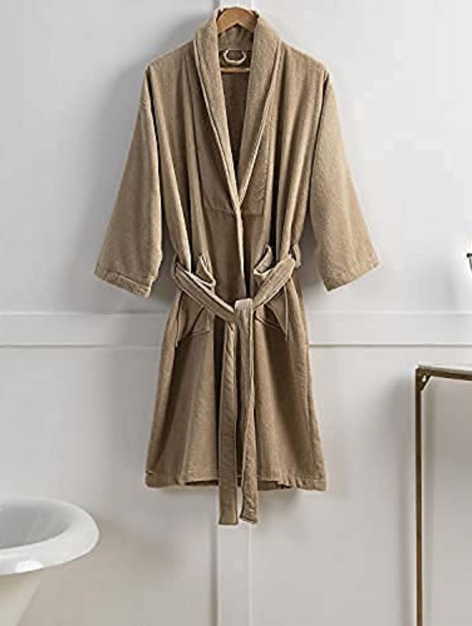 Plush Soft Unisex Terry Cotton Bathrobe (Tan)