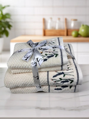 4 Piece Embroidery Towel Set - Charming Nature-inspired Design (Style 18)