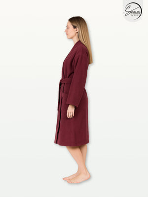 Plush Soft Unisex Terry Cotton Bathrobe (Burgundy)