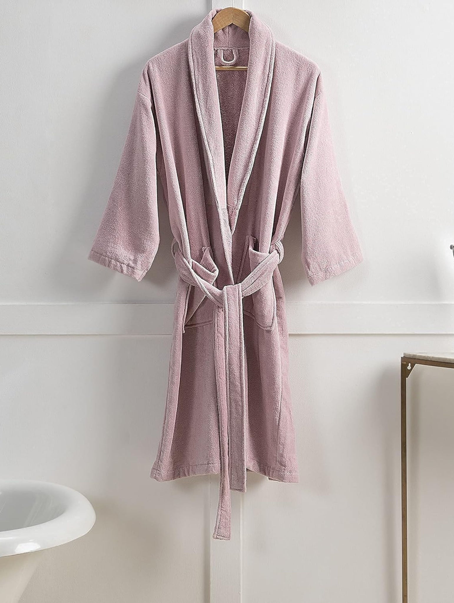 Plush Soft Unisex Terry Cotton Bathrobe (Pink)