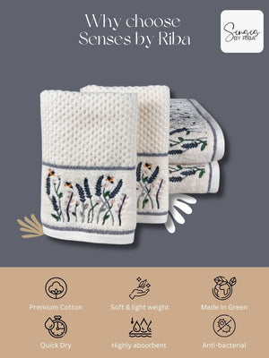 4 Piece Embroidery Towel Set - Charming Nature-inspired Design (Style 18)