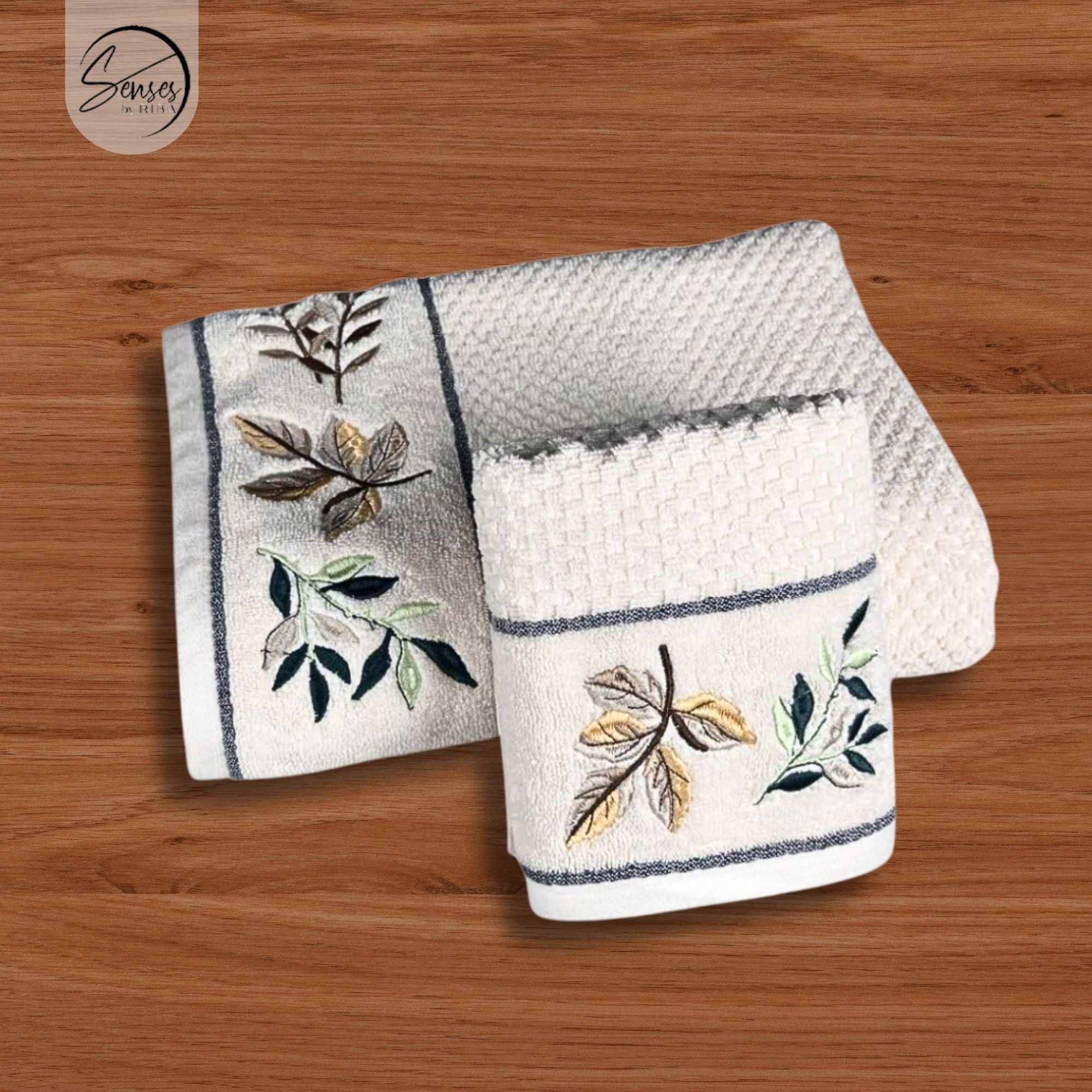 2-Piece Embroidered Cotton Towel Set | 550 GSM Bath & Hand Towel Combo