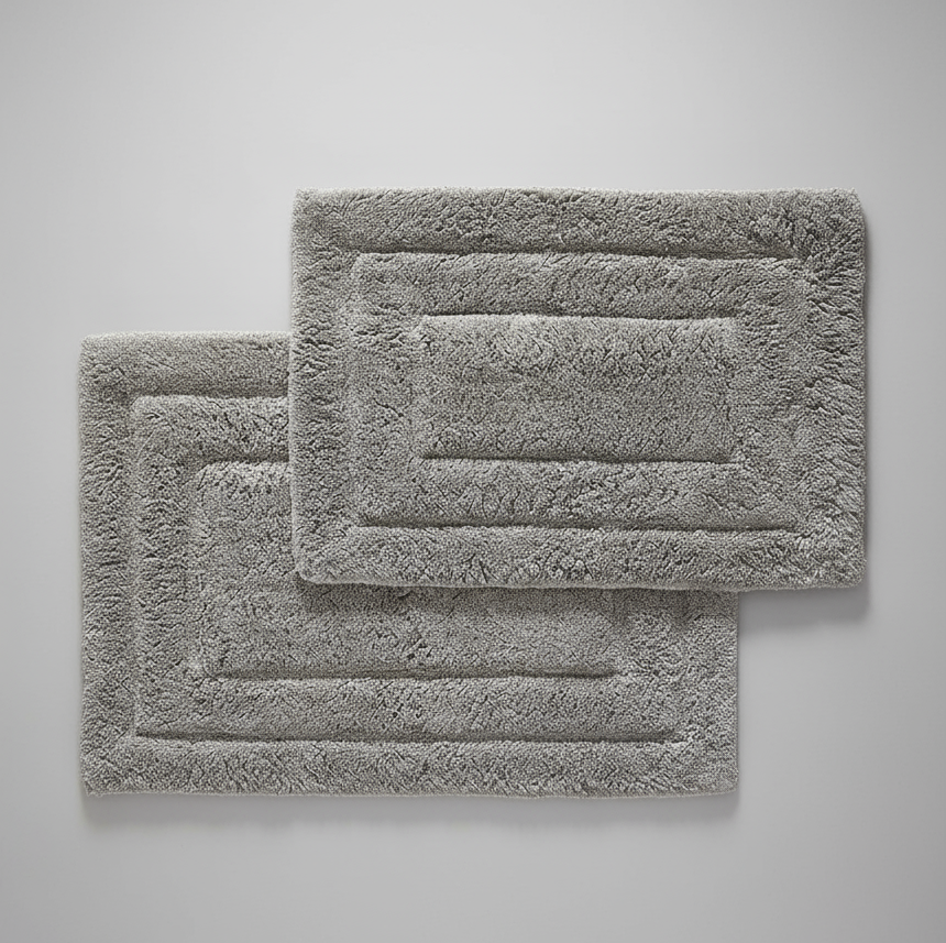 Soft Plush 2800 GSM - 2 Piece Bathroom Rug Set (Grey)