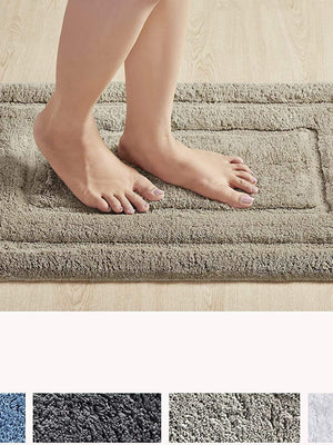 Soft Plush 2800 GSM - 2 Piece Bathroom Rug Set (Grey)
