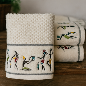 4 Piece Tribal Embroidery Towel Set-Style 8