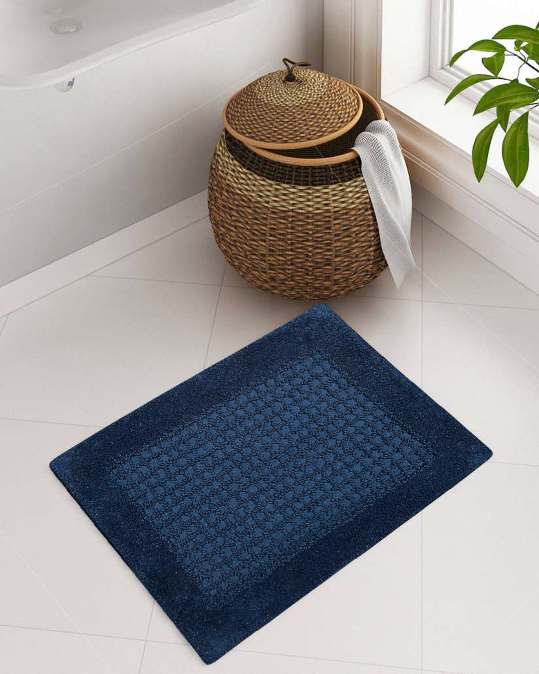 2 Piece Bathroom Rug Set - Navy