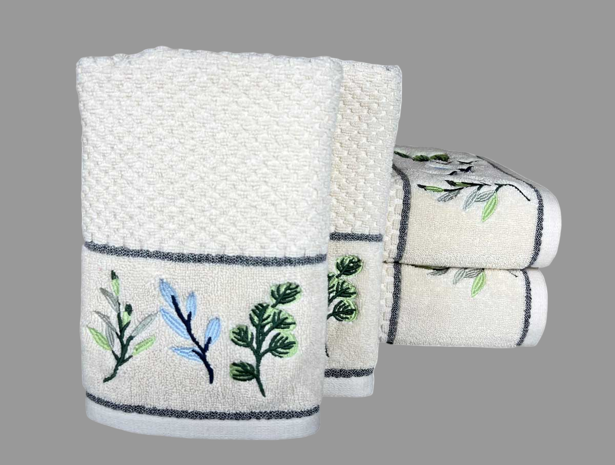 4 Piece Blue Bells Embroidery Towel Set-Style 4