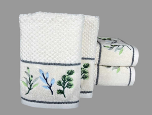 4 Piece Blue Bells Embroidery Towel Set-Style 4