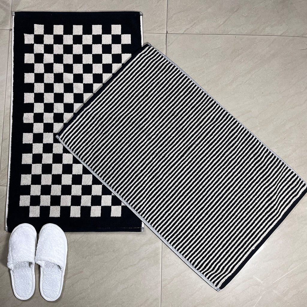 Checker Board & Stripe 2 Pc Terry Bath Rugs
