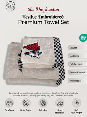 'Its the Season' Festive Embroidery 4 Piece Towel Set