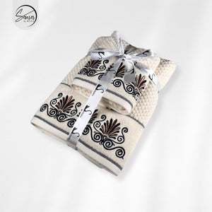 2-Piece Embroidered Cotton Towel Set | 550 GSM Bath & Hand Towel Combo