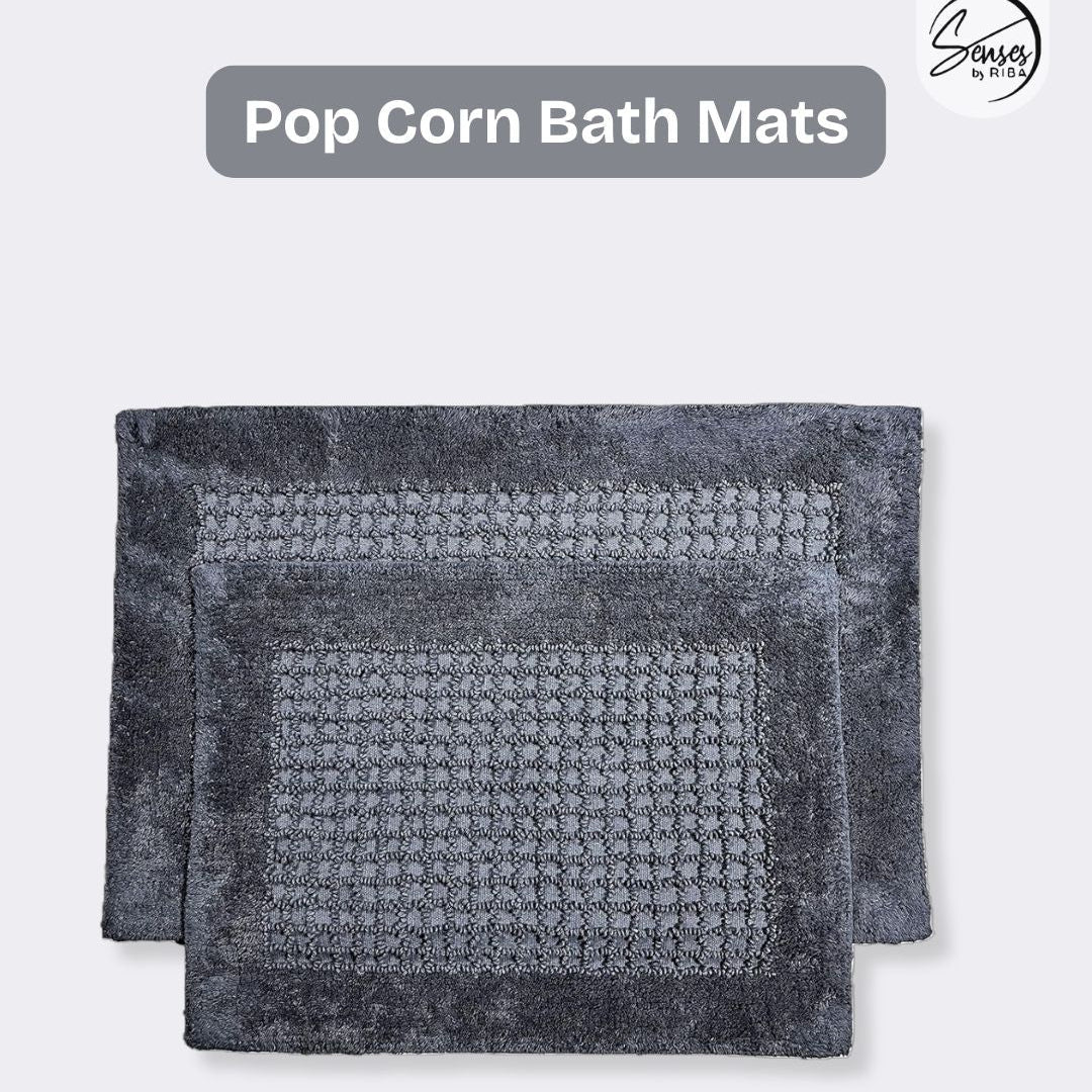 senses cotton popcorn bathroom rug set of 2 - charcoal 