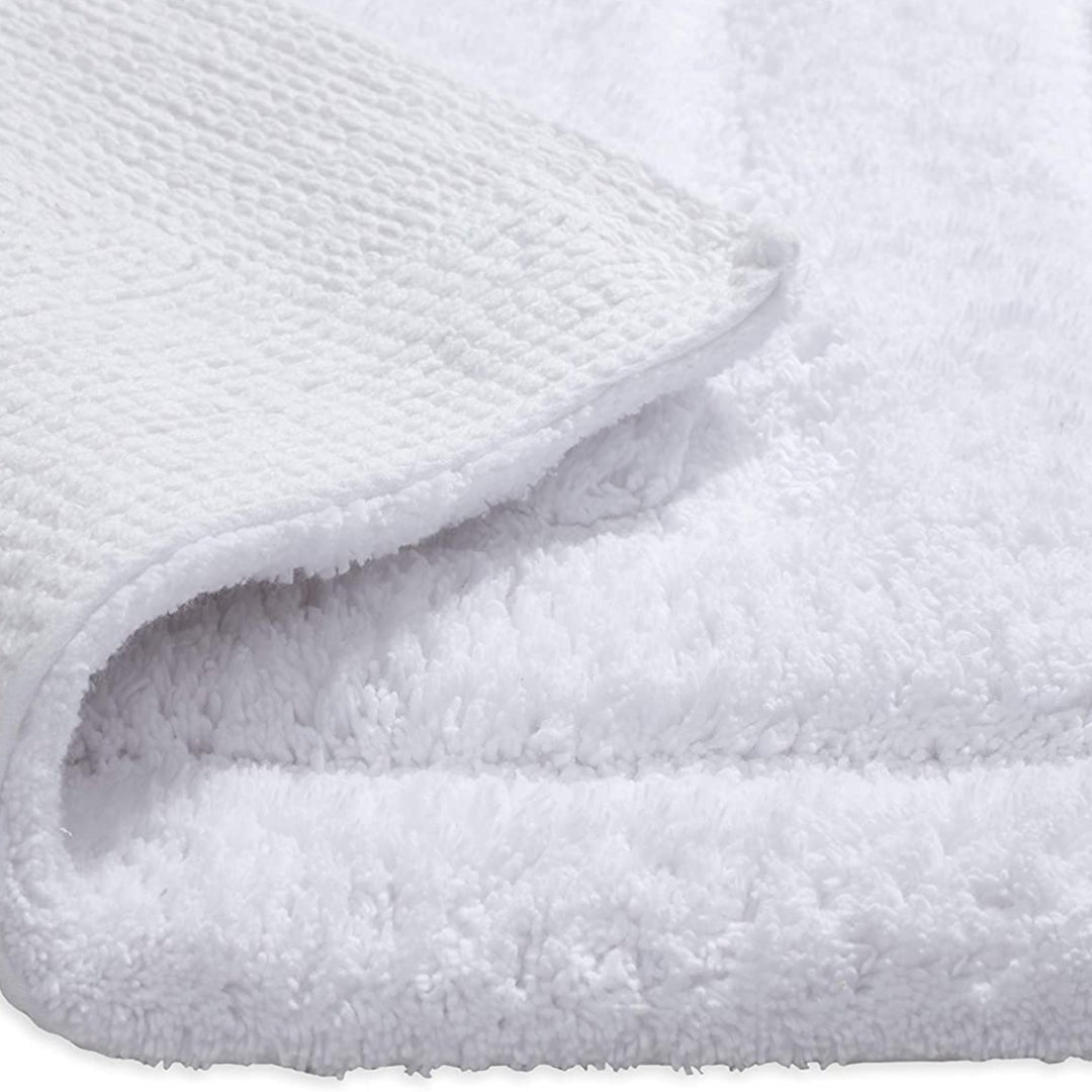 SENSES by Riba Cotton Bathmat | Bathroom Rug | Thick,Super Soft, Quick Dry | Non-Skid with SBE/Hot Melt Spray Backing | 2800 GSM - Solid, Set, 2 pc (20" x 30" and 17"x24") - White