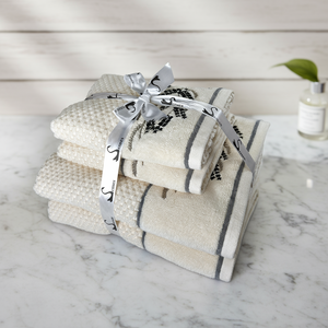 4 Piece Peony Embroidery Towel Set-Style 7