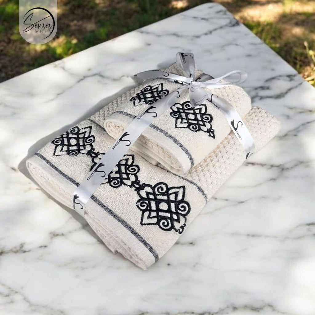 2-Piece Embroidered Cotton Towel Set | 550 GSM Bath & Hand Towel Combo