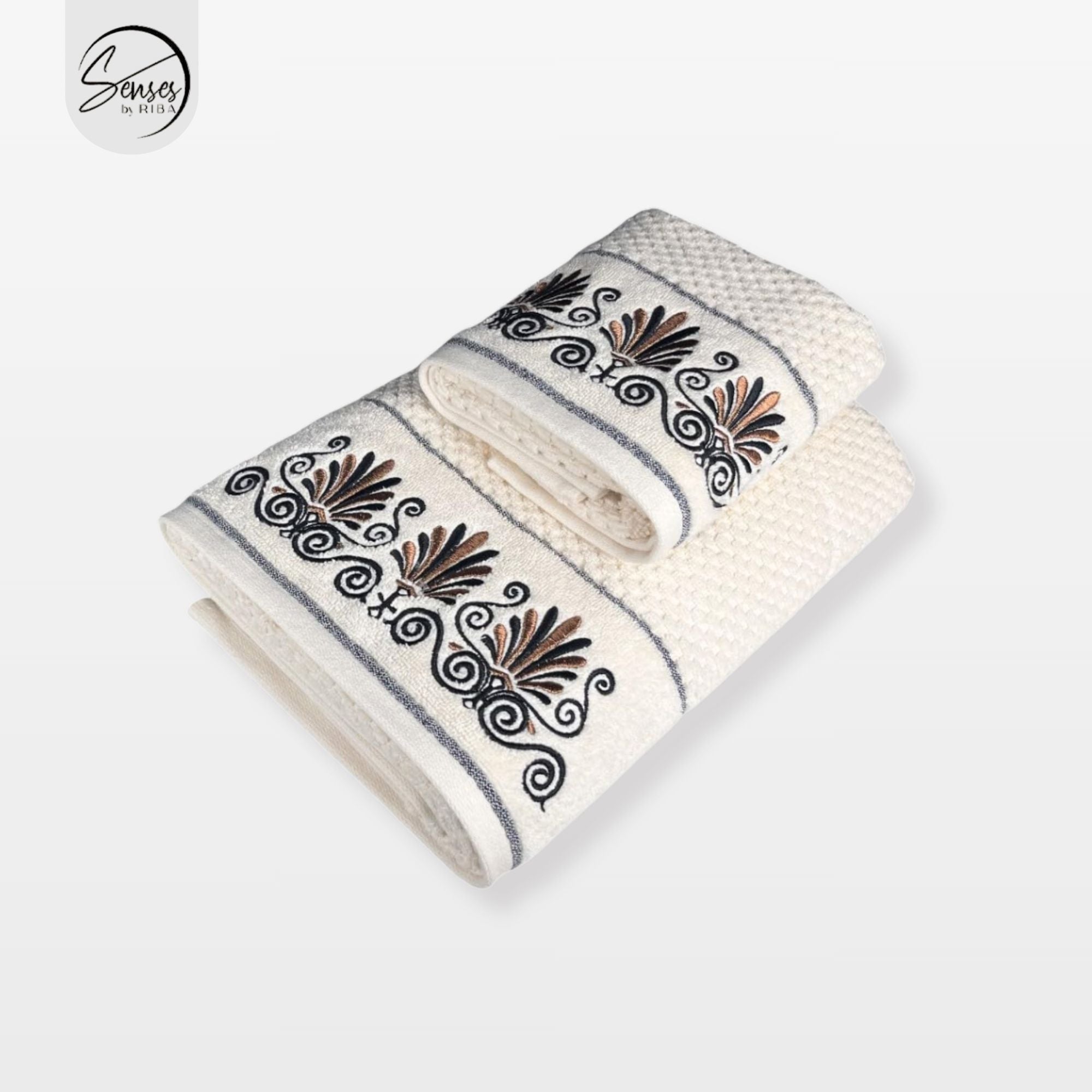 2-Piece Embroidered Cotton Towel Set | 550 GSM Bath & Hand Towel Combo