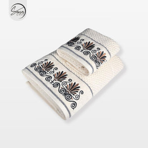 2-Piece Embroidered Cotton Towel Set | 550 GSM Bath & Hand Towel Combo
