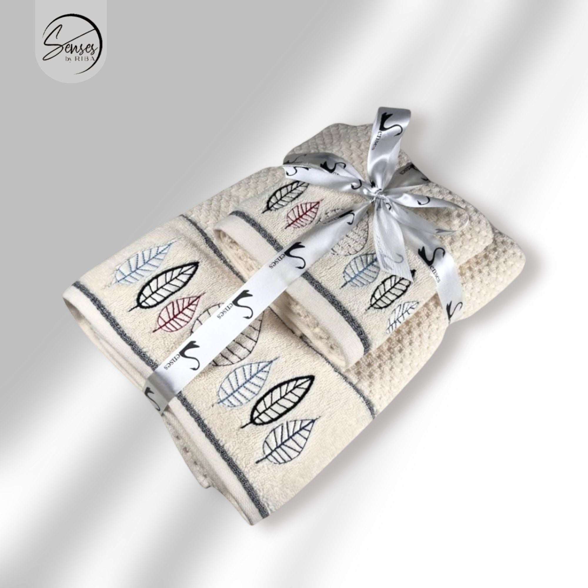 2-Piece Embroidered Cotton Towel Set | 550 GSM Bath & Hand Towel Combo