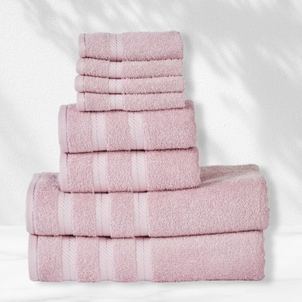 501 GSM 8 Piece Towels Set - Mauve