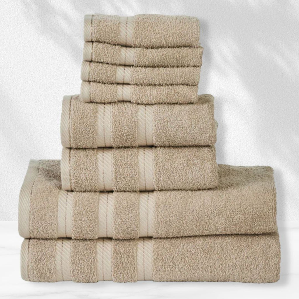 501 GSM 8 Piece Towels Set - Taupe