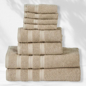 501 GSM 8 Piece Towels Set - Taupe