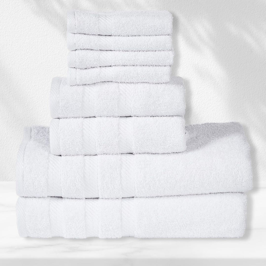 501 GSM 8 Piece Towels Set - White