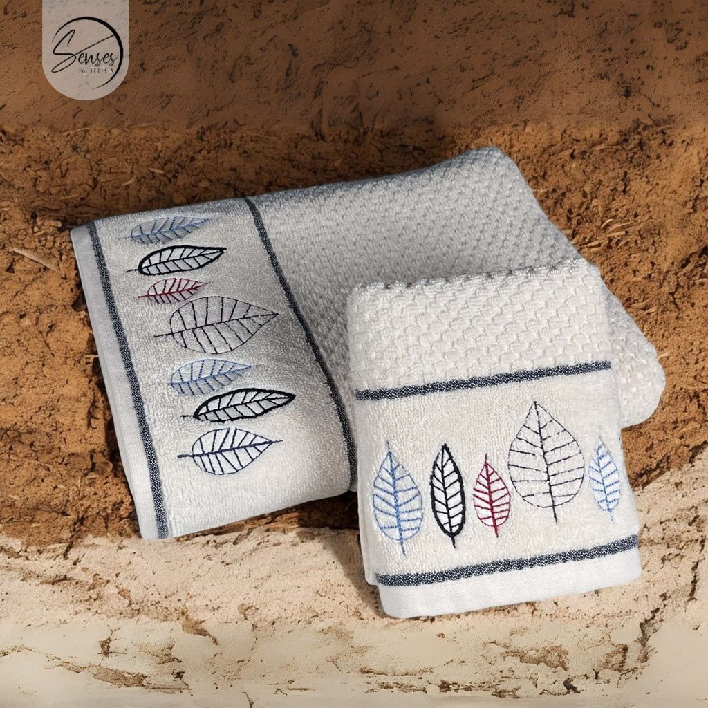 2-Piece Embroidered Cotton Towel Set | 550 GSM Bath & Hand Towel Combo