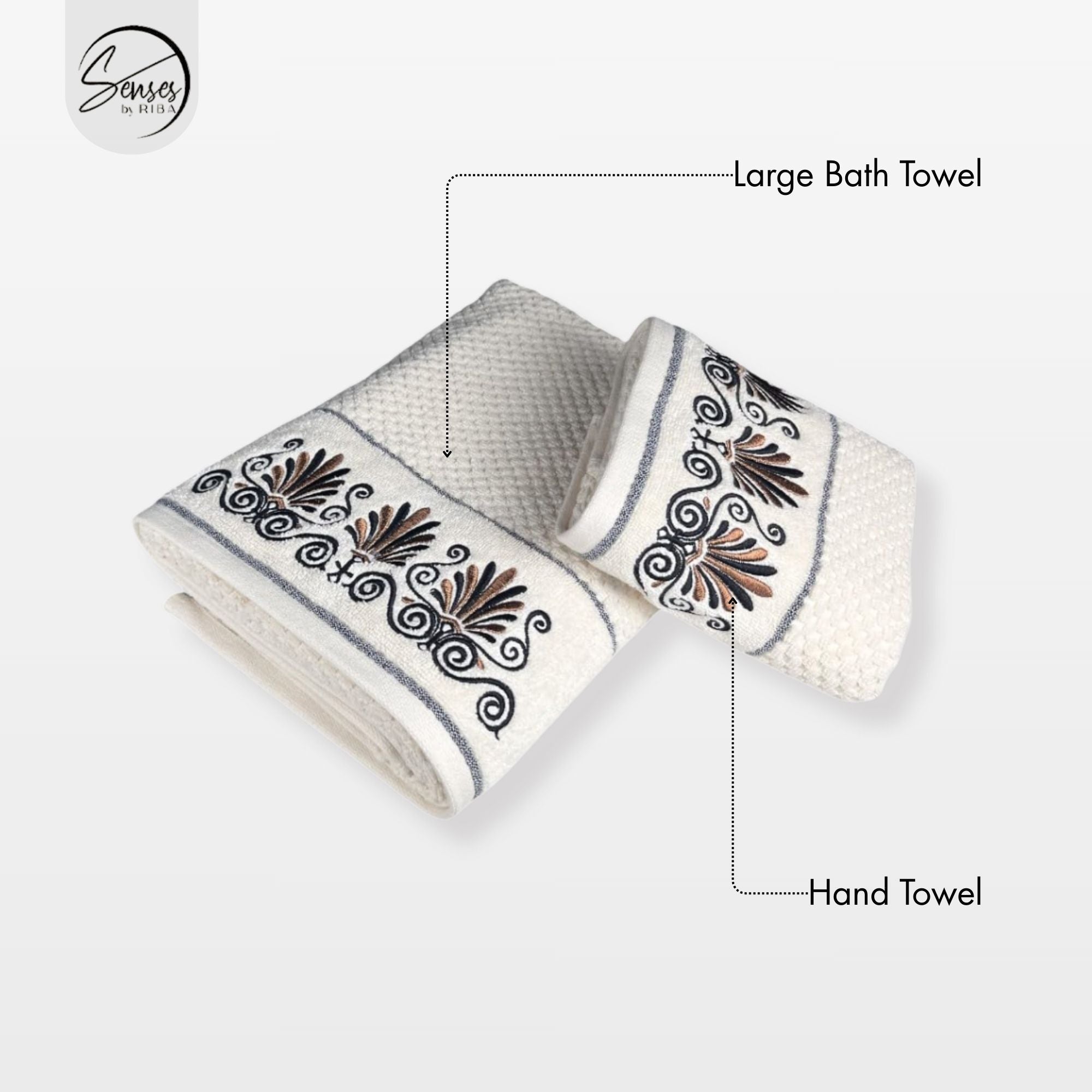 2-Piece Embroidered Cotton Towel Set | 550 GSM Bath & Hand Towel Combo