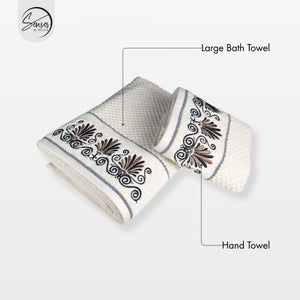 2-Piece Embroidered Cotton Towel Set | 550 GSM Bath & Hand Towel Combo