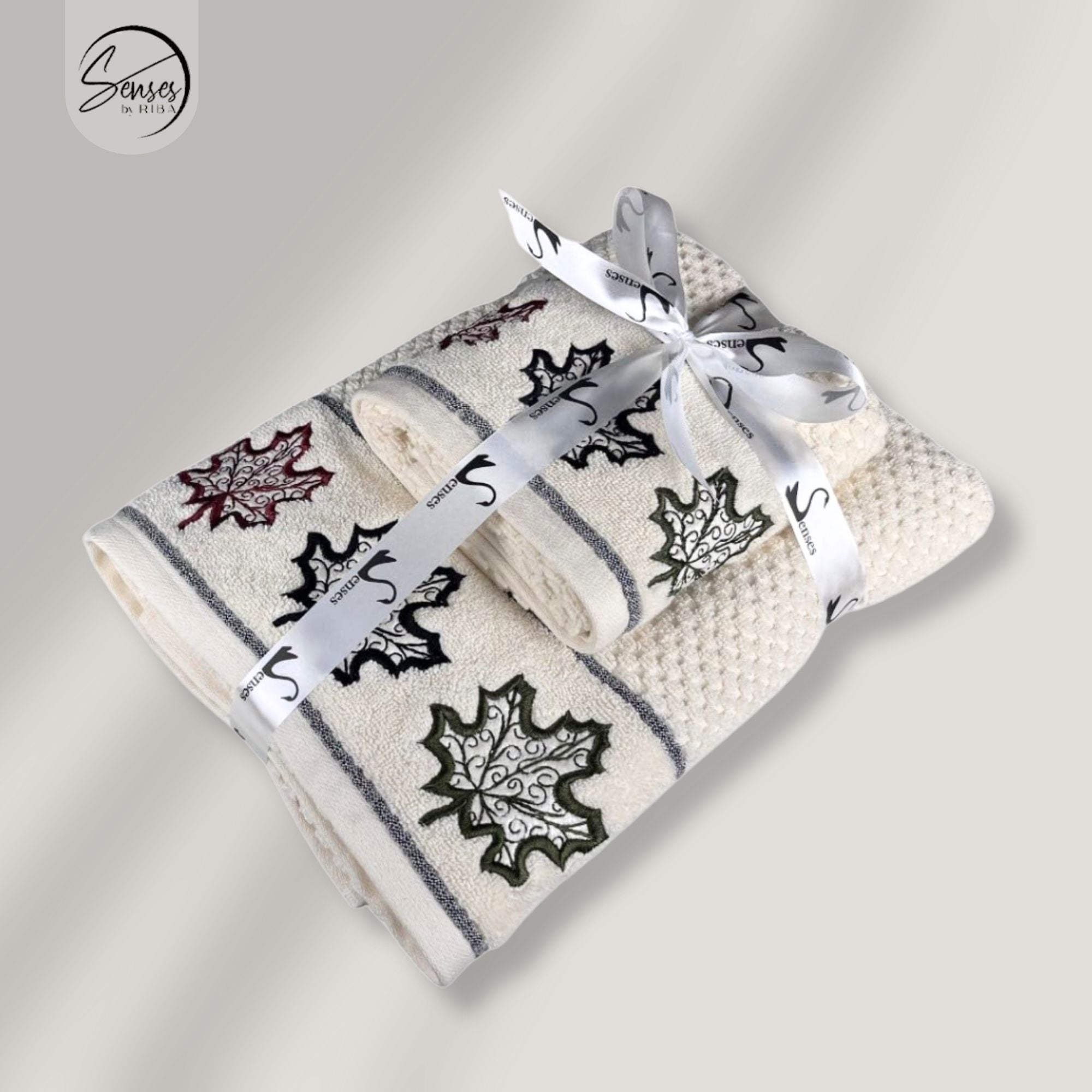 2-Piece Embroidered Cotton Towel Set | 550 GSM Bath & Hand Towel Combo