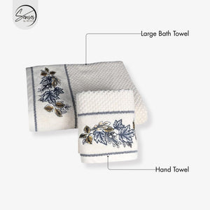 2-Piece Embroidered Cotton Towel Set | 550 GSM Bath & Hand Towel Combo
