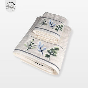 2-Piece Embroidered Cotton Towel Set | 550 GSM Bath & Hand Towel Combo