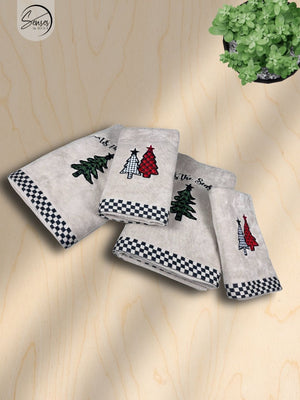 'Its the Season' Festive Embroidery 4 Piece Towel Set
