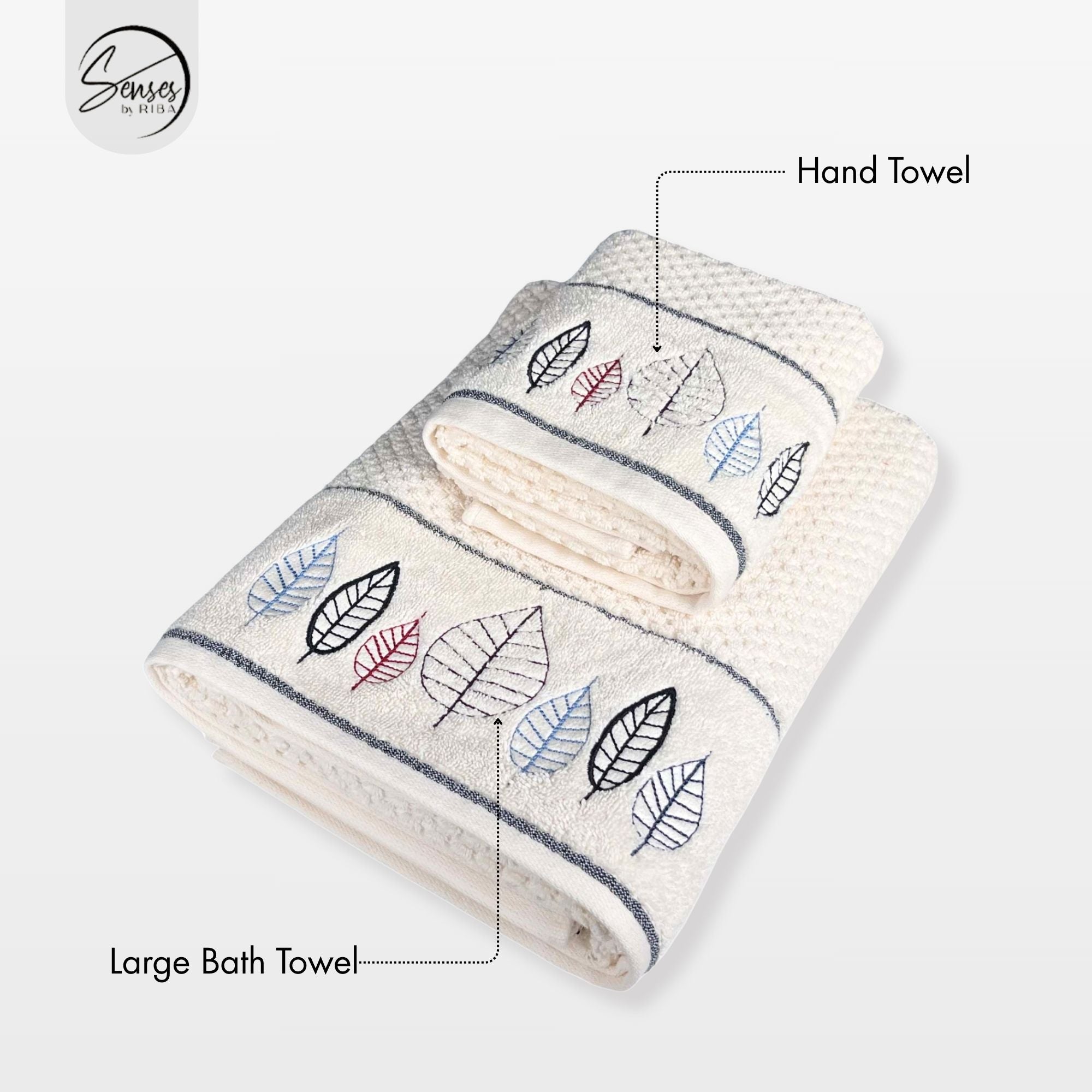 2-Piece Embroidered Cotton Towel Set | 550 GSM Bath & Hand Towel Combo