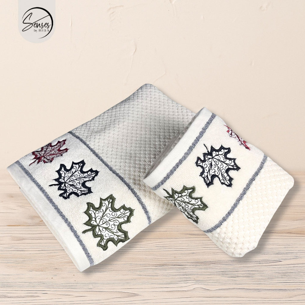 2-Piece Embroidered Cotton Towel Set | 550 GSM Bath & Hand Towel Combo