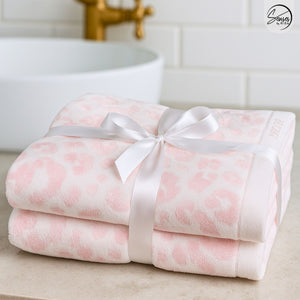 Pink Jacquard Bath Towel Set – 500 GSM (Pack of 2)