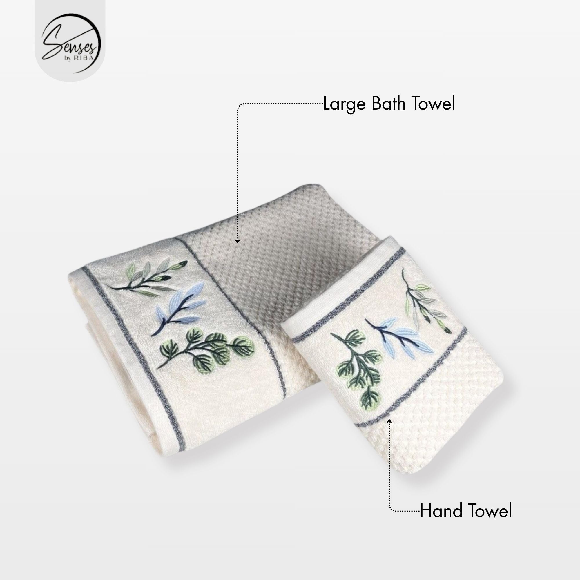 2-Piece Embroidered Cotton Towel Set | 550 GSM Bath & Hand Towel Combo